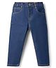 Babyhug Denim Full Length Slim Fit Washed Jeans With Stretch - Dark Blue