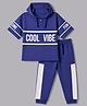 Pine Kids Looper Knit Half Sleeves Cool Vibe Printed Hooded Sweatshirt & Jogger set - Royal Blue