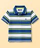 Pine Kids 100% Cotton Knit Half Sleeves Striped Polo T-Shirt - Blue & White