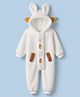 Mark & Mia Full Sleeves Winter Wear Hooded Romper With Bunny Applique - White