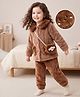 Mark & Mia Full Sleeves Shirt & Pyjama Winter Wear Night Suit with Cat Patch & Sling Bag - Brown