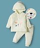 Mark & Mia Full Sleeves Hooded Sleep Suit with Carrot & Bunny Embroidery - Beige