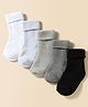 Doodle Poodle Cotton Knit Ankle Length Solid Color Terry Socks Pack of 5 - Grey Black & White