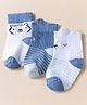 Doodle Poodle Cotton Knit Ankle Length  Animal Design Socks  Pack of 3 - White & Blue