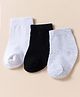 Doodle Poodle Cotton Knit Ankle Length  Solid Color Socks  Pack of 3 - White Grey & Black