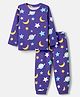 Babyhug Cotton Knit Full Sleeves T-Shirt & Pyjama Co-ords Night Suit With Space Print - Navy Blue