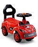 Car Shape Deluxe Manual Ride-On - Red| Foot-to-Floor Operation| High Backrest| Comfortable Seat| Activity Gifting Option| Chu Chu Horn