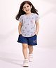 Nino Togs Cotton Lycra Knit Half Sleeves Floral Printed Tee & Shorts Set - Grey & Navy Blue