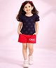 Nino Togs Cotton Lycra Knit Half Sleeves Abstract Printed Tee & Shorts Set - Black & Red