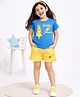 Nino Togs Cotton Lycra Knit Half Sleeves Daddys Princess Text Printed Tee & Shorts Set - Blue & Yellow