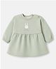 Simply Fleece Knit Full Sleeves Winter Frock with Bunny Print - Green