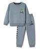 Simply Fleece Knit Full Sleeves Winter Wear Suits Dino Print - Blue