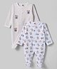 ToffyHouse Knitted Full Sleeves Striped Footed Nightsuit With Teddy Print Pack of 2 - MUlticolor