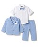 ToffyHouse Cotton Knit Full Sleeves Checked Party Suit With Bow Applique - Blue