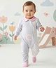 ToffyHouse Knitted Full Sleeves Floral Embroidered & Printed Sleepsuit - Grey