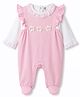 ToffyHouse Knitted Full Sleeves Footed Romper With Floral Applique - Pink