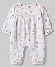 ToffyHouse Knitted Full Sleeves Romper With Floral Print & Lace Detailing - White
