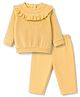 ToffyHouse Knitted Full Sleeves Solid Top & Pant Set - Yellow