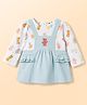 ToffyHouse Knitted Full Sleeves One Piece Frock With Bunny Print - White
