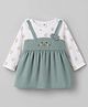 ToffyHouse Cotton Knit One Piece Dresses/Frocks Full Sleeves with Cat Embroidery Offwhite 3-6 Months