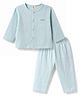 ToffyHouse Knit Full Sleeves Solid Colour Co-Ords T-Shirt & Pyjama Night Suit - Blue