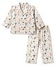 ToffyHouse Knit Ful Sleeves  Printed Co-Ords Space Theme Printed Shirt & Pyjama Night Suit - White