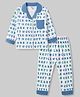 ToffyHouse Knit Ful Sleeves Printed Co-Ords Alphabet Printed Shirt & Pyjama Night Suit - White