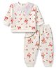 ToffyHouse Knitted Full Sleeves Floral Printed Co-Ords T-Shirt & Pant Set - White