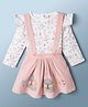 ToffyHouse Cotton Woven Full Sleeves Top & Skirt Set With Floral Print - Pink