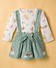 ToffyHouse Cotton Woven Full Sleeves Top & Skirt Set With Rainbow Print - Green