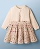 ToffyHouse Cotton Woven Frock & Full Sleeves Jacket With Floral & Fruit Print - Cream