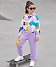 OLLINGTON ST. Cotton Looper Knit Hooded Winter Wear Suit With Abstract Print - Lilac