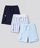 Bonfino 100 % Cotton Knit Striped Shorts Pack of 3 in Blue