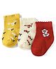 Doodle Poodle Knit Ankle Length Socks with Floral Design Pack of 3 - White & Red