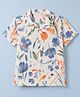 Rikidoos Cotton Woven Half Sleeves Shirt With Floral Print - Off-White & Orange