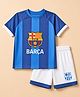Pine Active Knit Half Raglan Sleeves Striped & Text Printed T-Shirt & Shorts Football Set - Blue