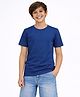 Zion Cotton Knit Half Sleeves Solid Tee - Royal Blue