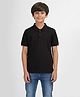 Zion Cotton Knit Half Sleeves  Solid Polo Tee - Black