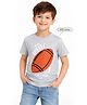 Zion Cotton Knit Half Sleeves American Football Printed Tee - Grey