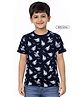 Zion Cotton Knit Half Sleeves Nautical Theme Printed Tee - Navy Blue