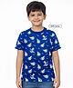 Zion Cotton Knit Half Sleeves Nautical Theme Printed Tee - Blue