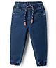 Babyhug Denim Full Length Jogger Style Washed Jeans With Stretch - Dark Blue