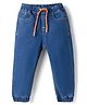 Babyhug Denim Full Length Jogger Style Washed Jeans With Stretch - Medium Blue