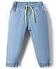 Babyhug Denim Full Length Jogger Style Washed Jeans With Stretch - Light Blue