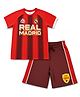 Pine Active Knit Half Raglan Sleeves Real Madrid Printed T-Shirt with Shorts Football Set - Red