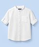 Pine Kids Cotton Woven Full Sleeves Solid Shirt with Mandarin Collar - White