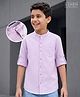 Pine Kids Cotton Woven Full Sleeves Solid Shirt with Mandarin Collar - Purple