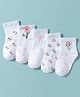 Doodle Poodle Cotton Knit Ankle Length  Floral Design Socks  Pack of 5 - White
