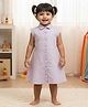 Baby Moo Cotton Woven Three Fourth Sleeves Beads Embellished Floral Embroidered Peplum Dress - Lavender