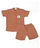 BABY CLOSET Muslin Woven Half Sleeves Shirt & Shorts Set - Wood Brown